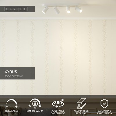 Lucide XYRUS - Foco de techo - LED Dim to warm - GU10 - 4x5W 2200K/3000K - Blanco